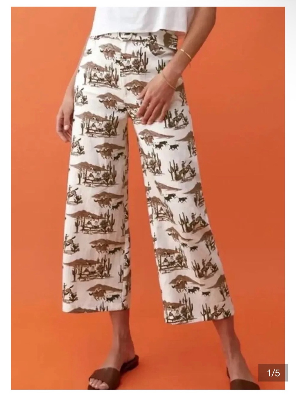 Reformation Wide-Leg Desert Print Crop Pants